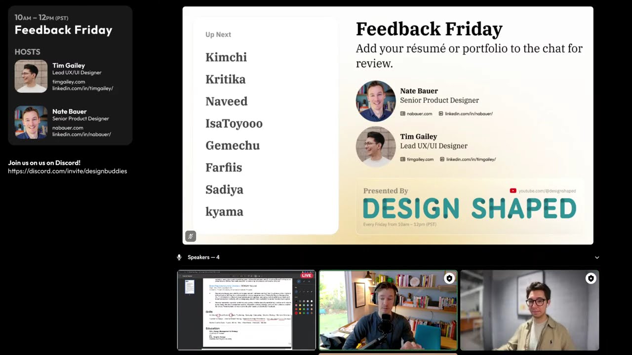 Feedback Friday — Kimchi, Kritika, Naveed, IsaToyooo, Chet
